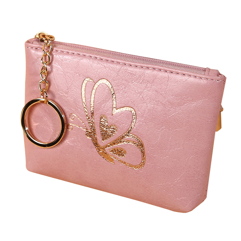 54 Lacquered Butterfly Pattern Mini Wallet PU Leather Zipper Coin Purse with Key Ring 54 Lacquered Butterfly Pattern Mini Wallet PU Leather Zipper Coin Purse with Key Ring